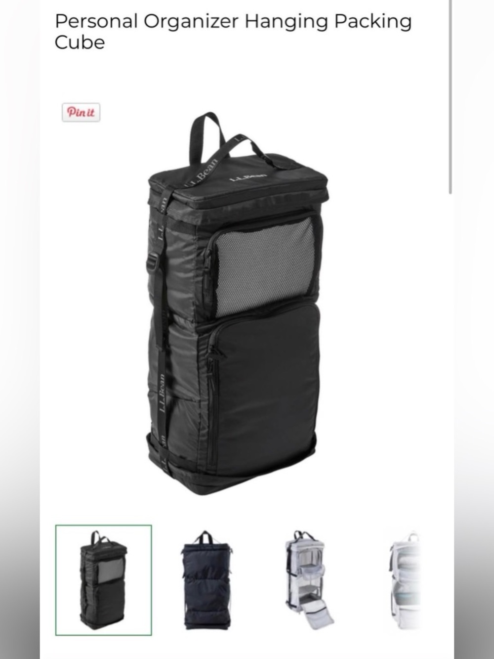 NEW with tags, LL BEAN Personal Organizer Hanging Packing Cube